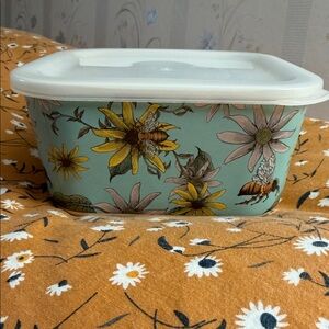 T.J.Maxx Floral Storage Container with White Lid